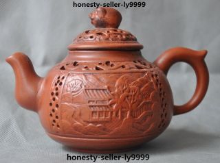 6 " Marked Old China Chinese Yixing Zisha Pottery Statue Tea Pot Flagon Teapot