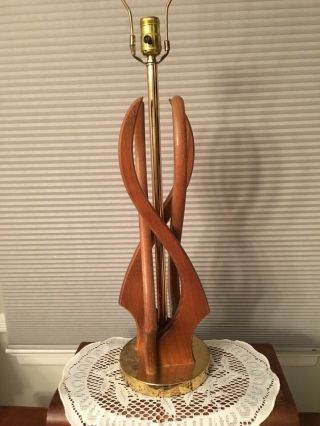 Vintage Mid Century Modern Teak/ Brass Table Lamp
