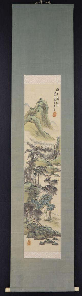 JAPANESE HANGING SCROLL ART Painting Sansui Landscape Asian antique E7464 2