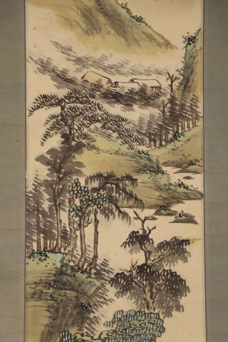 JAPANESE HANGING SCROLL ART Painting Sansui Landscape Asian antique E7464 4