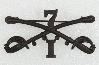Army Collar Pin: I Troop,  7th Cavalry Regiment - Dark Bronze,  C.  1896