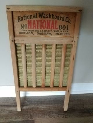 Antique National Washboard Co.  801 Chicago Saginaw Memphis Brass King Primitive