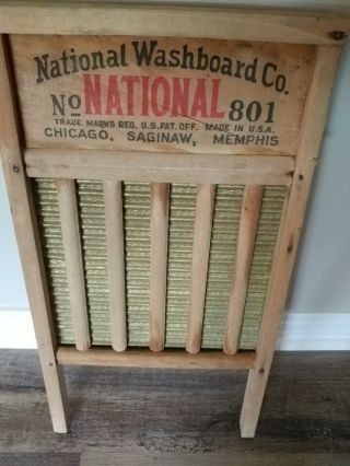 Antique National Washboard Co.  801 Chicago Saginaw Memphis Brass King Primitive 5