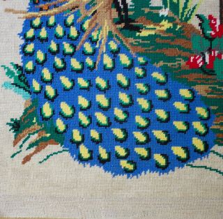 vintage 1960s peacock & flowering tree large wool tapestry 4