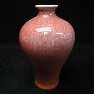 Rare Fine Chinese Old Red Glaze Porcelain Bottle Vase With " Qianlong " Mark