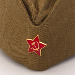 Pilotka Military Side Cap w/ Star Pin Vintage Style Khaki Soviet Soldier Hat Cap 3