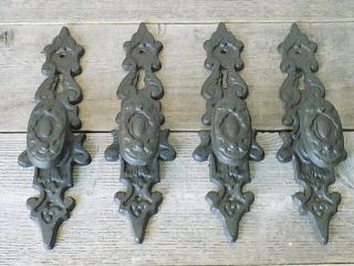 4 Large Cast Iron Antique Style Door Handle Knob 11 " Gate Pull Shed Door Cabinet