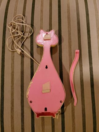 Vintage Spartus Cat Wall Clock (Once Pink),  for parts/repair.  1960s 2