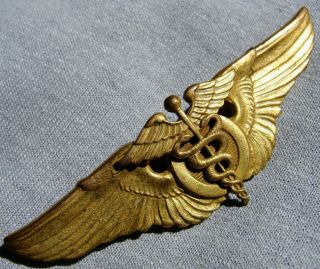 WWII A.  E.  Co Utica NY American Emblem Pinback Medical Corps Wings Sterling Gold? 2