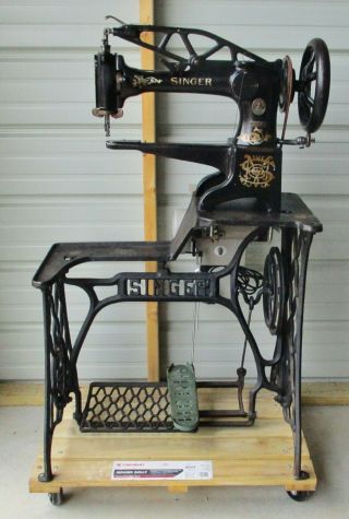Vintage Singer 29 - 4 Cobbler Leather Treadle Sewing Machine Converted To Electric