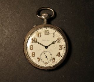 Vintage Ulysse Nardin Locle & Geneve Usa Corps Of Engineers Silver Pocket Watch