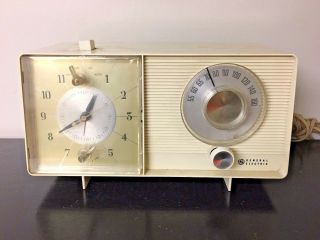 Vintage Vtg Ge General Electric Alarm Clock Tube Radio Mid Century Deco Parts