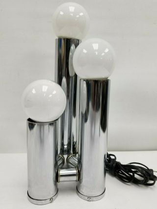 Vintage Mid Century Chrome Table Lamp Atomic Three Tiers Waterfall MCM 1960 ' s 2