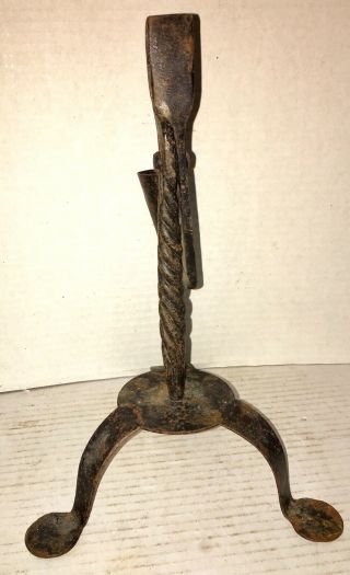 VERY FINE Antique 1800 ' s Rush Lamp Candle Holder AAFA 5