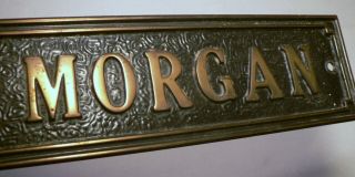 Vintage 1950s - 1960s Solid Brass Office Door Name Plate Personalized " Mr.  Morgan "