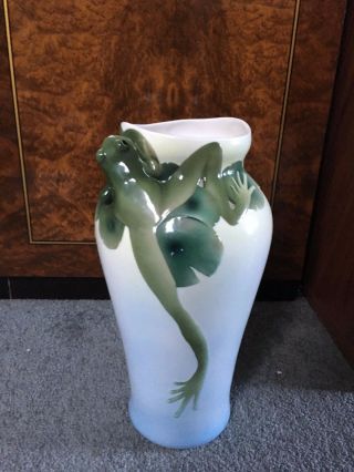 Authentique Ceramic Franz Vase With Frog
