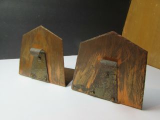 Vintage Hammered Copper Arts And Crafts Pair Bookends