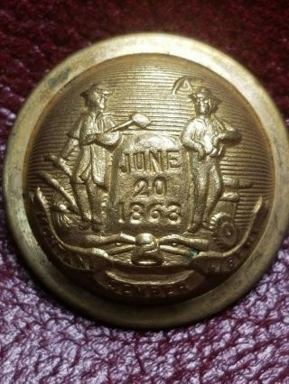 West Virginia Coat Button 22mm Post Civil War