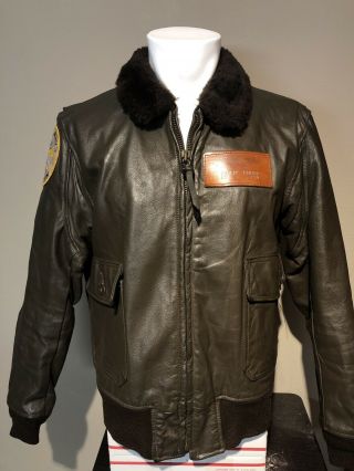 Vtg 1980’s Men Usn G1 Leather Flight Jacket P - 3 Orion Size 44