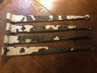 4 - Antique Hand Forged Barn Door Strap Hinges 13 Inches 1800’s Colts Neck Farm