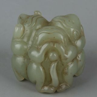 Chinese Exquisite Hand - Made Hetian Jade Three Monkeys Statue