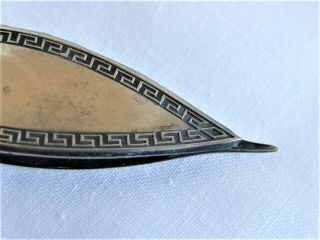 Antique Sterling Silver Tatting Shuttle With Greek Key Pattern 6