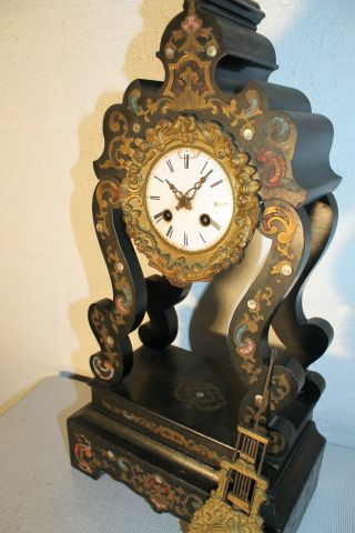 1840th Antique Napoleon Iii Mantle Clock Empire Inlay Boulle K2 French