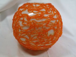 Vntg Mid Century Orange Spaghetti Swag Lamp Shade Globe - Lucite Plastic - 7.  5 " - Ad