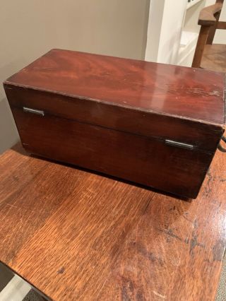 ANTIQUE 19th CENTURY ENGLISH BURL WOOD TEA CADDY FITTED COMPARTMENTS with KEY 8