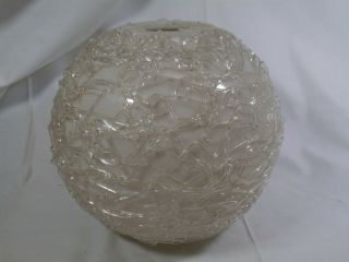Vntg Mid Century White Spaghetti Swag Lamp Shade Globe - Lucite Plastic - 7.  5 " - Ad