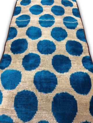 Uzbek Pure Silk Ikat Handcrafted Abr Velvet Fabric Bakhmal By Meter R005