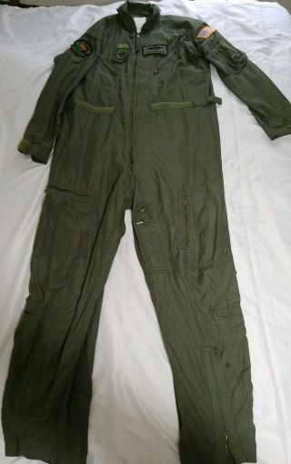 Vintage Usaf Cwu - 27/p Flight Suit 46r W/patches 3rd Airlift Sq.  C5 Galaxy Msgt