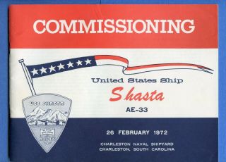 Uss Shasta Ae 33 Commissioning Navy Ceremony Program