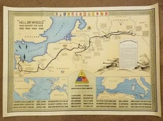 Military War Map 2nd Second Armored Division U.  S.  Army Poster Ww2 Wwii