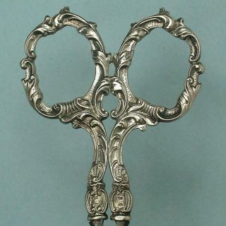 Ornate Antique Sterling Silver Embroidery Scissors Circa 1890s
