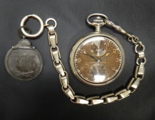 Alpina A.  Lunser Berlin Stainless Steel Military Pocket Watch Ww2 Medal And Fob