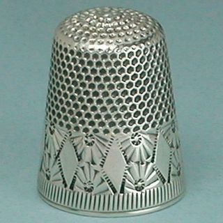 Antique Sterling Silver Diamonds & Palmettes Thimble By Waite,  Thresher C1890s
