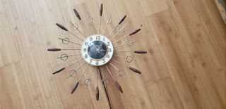 Vintage Mid Century Modern United Atomic Starburst Wall Clock
