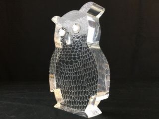 Signed M Jacobs Mid Century Modern Acrylic Lucite Owl Sculpture