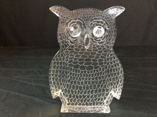 Signed M Jacobs Mid Century Modern Acrylic Lucite Owl Sculpture 2