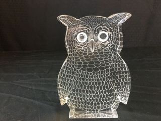 Signed M Jacobs Mid Century Modern Acrylic Lucite Owl Sculpture 3
