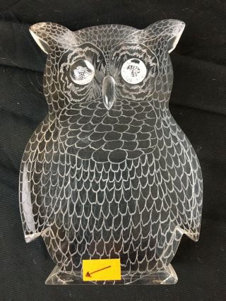 Signed M Jacobs Mid Century Modern Acrylic Lucite Owl Sculpture 8