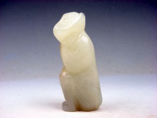 Old Nephrite Jade Hand Carved Sculpture Seated Monkey Stratching Head 01291908 3