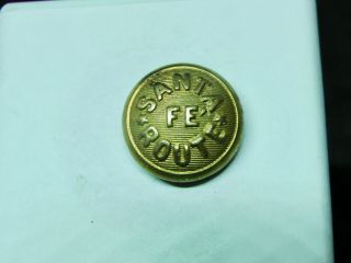 EARLY VINTAGE SANTA FE ROUTE 15mm GILT CUFF BUTTON,  Petrie 1898 - 1904 2