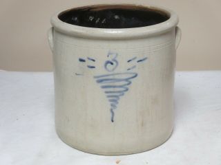 Antique Primitive 3 Gallon Stoneware Crock Salt Glazed Cobalt Pottery Red Wing