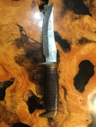 Very Rare Richtig Hunting Knife With Sheath - Fjr Clarkson Nebraska “best Made”