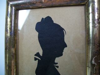 Antique 19th Century Silhouette Lady w/ Cloth Background Period Frame [8165] 3