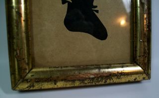 Antique 19th Century Silhouette Lady w/ Cloth Background Period Frame [8165] 4