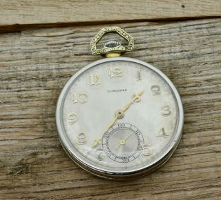 Antique Longines Watch Co.  14k White Gold Filled Pocket Watch,  17 Jewel 3816150