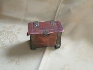 Antique Arts And Crafts Small Copper And Brass Storage Casket / Box
